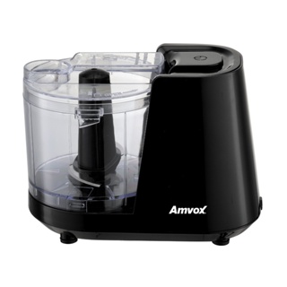 MINI PROCESSADOR ELÉTRICO E TRITURADOR DE ALIMENTOS AMVOX 7898649371727 1000W  2 LÂMINAS PRETO em Oferta na Shopee