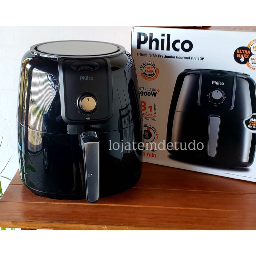 Fritadeira Elétrica Sem Óleo Air Fryer Philco Jumbo Gourmet PFR13P 8,1 Litros Preta Shopee