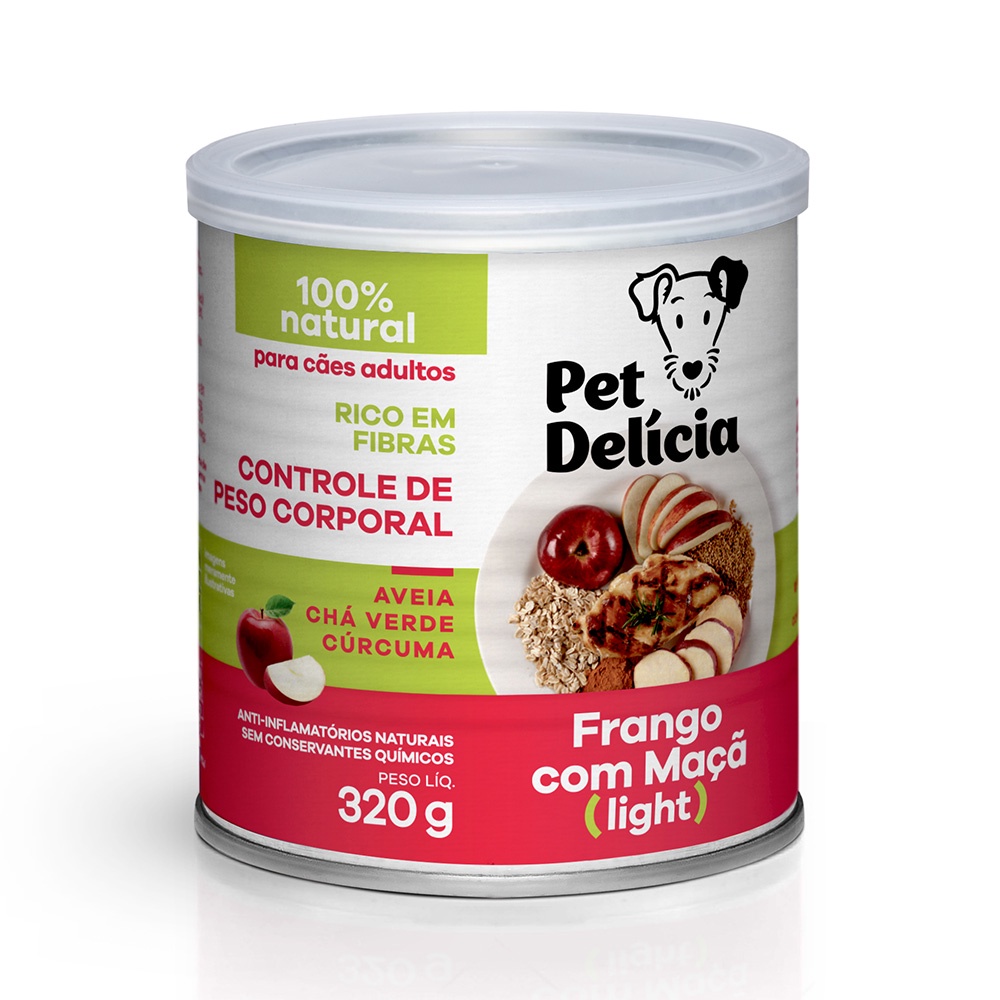 Racao Umida Pet Delicia Caes Frango com Maca Light - 320g