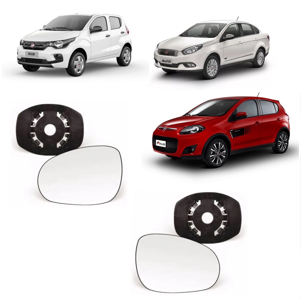 Subconjunto Lente com Base Para Retrovisor Palio Attractive Grand Siena 2012 Em diante  Mobi 2016 Em diante