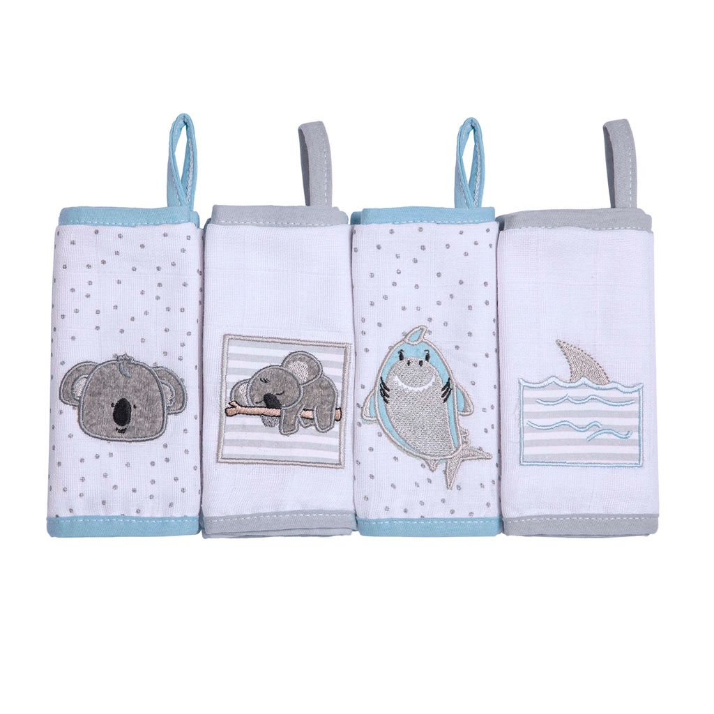 Paninho de Boca Soft Papi Friends Forro em malha com Prendedor 38x38cm Kit Com 4 Unidades Bordado