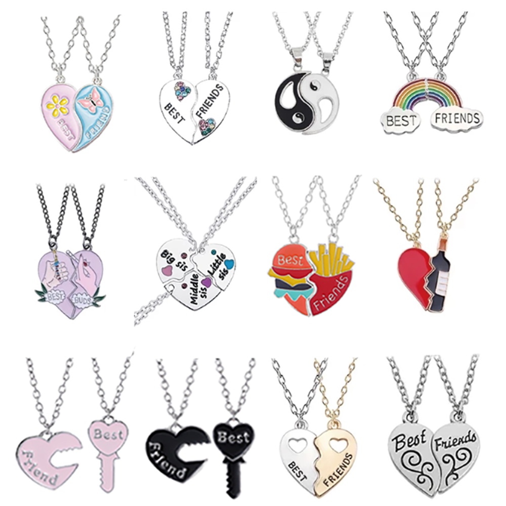 Moda Melhores Amigos Mel Amor Pingente De Casal Colar 2 Pcs/Conjunto Corrente Choke Coração Quebrado BFF Boa Amizade Joias Presente