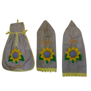 Kit De Cozinha 3PÇS Capa Botijão D/Gás+ Água+ Puxa Saco Ótimo Acabamento