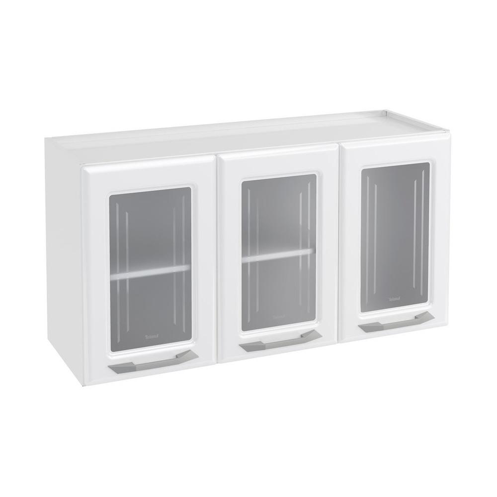 Armário de Cozinha de Aço Aéreo Triplo 105cm Rose Multimóveis Glass CR6088 Branco - Home & Living