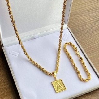 Corrente Cordão Baiano Masculino Feminino 5mm Cartier + Pingente Letra A Z Moedas Antigas Banhado A Ouro