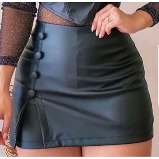 Short Saia Feminino Courino Cintura Alta com Botões – Modelo Curto Elegante Moda Festa em Oferta na Shopee