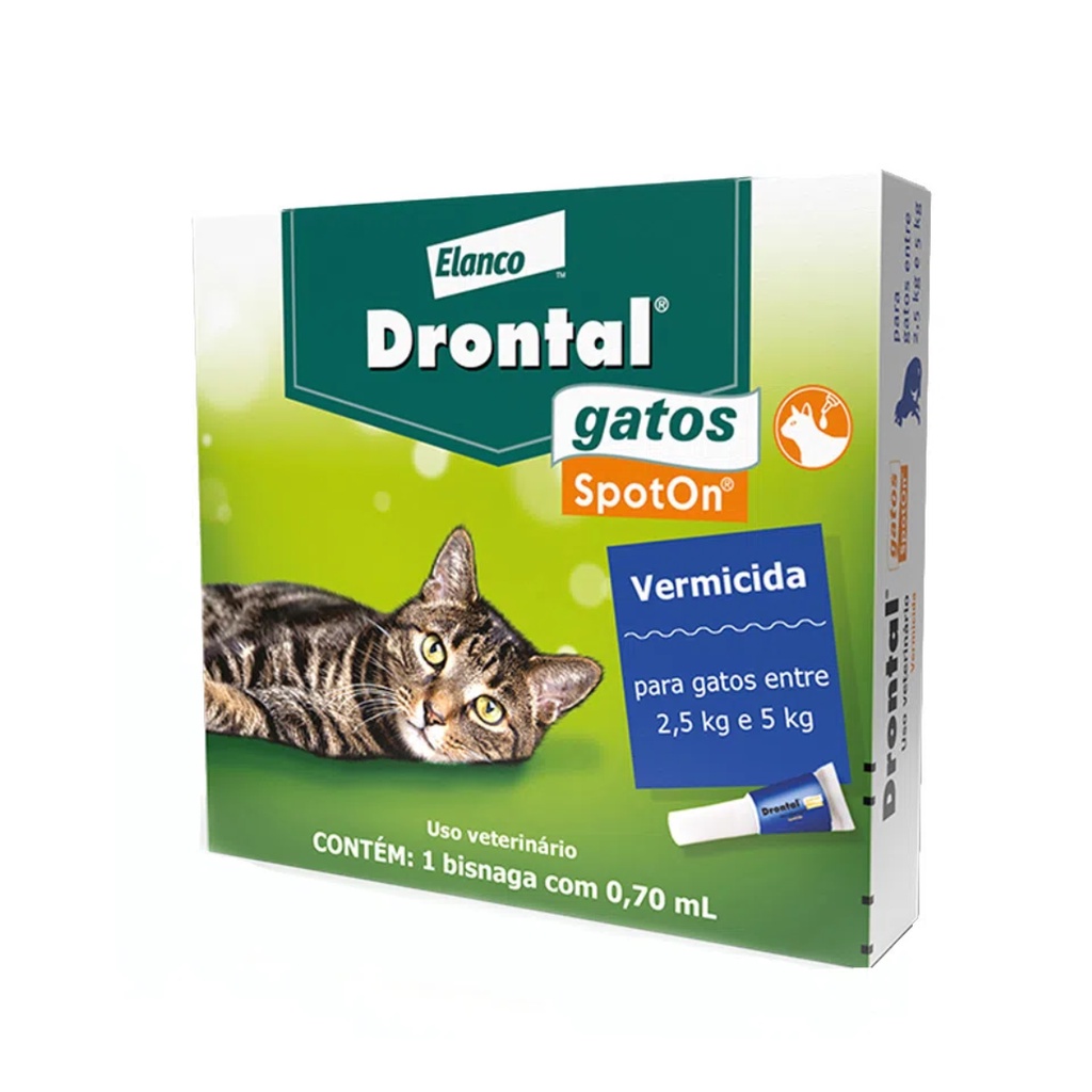 Drontal Gatos Spot On 0,7ml Vermífugo 2,5 - 5,0kg - Elanco