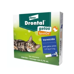 Drontal Gatos Spot On 0,7ml Vermífugo 2,5 - 5,0kg - Elanco