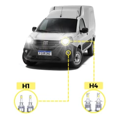 Kit Ultra LED Fiat Fiorino 2014/21 20000 Lúmens 6500K H4 H1