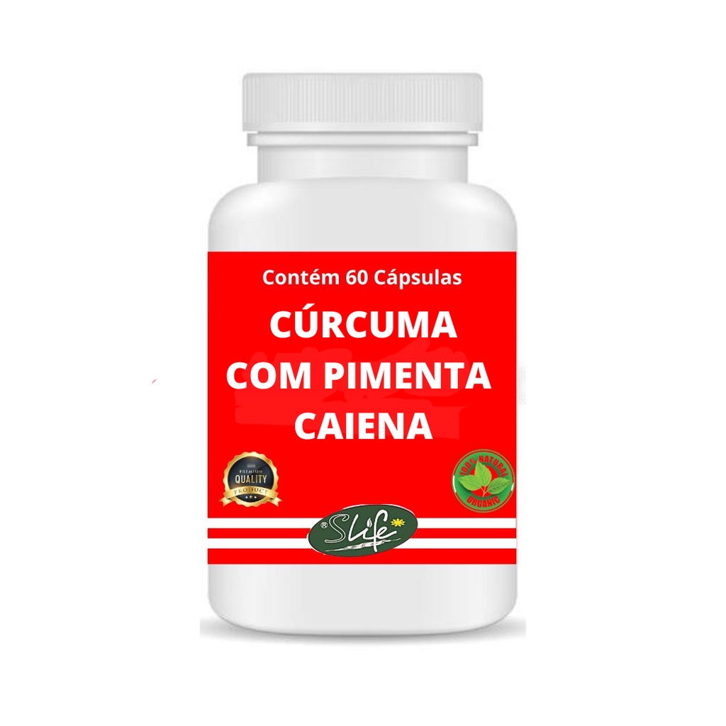 Cúrcuma com Pimenta Caiena 100% Natural 60 Cápsulas