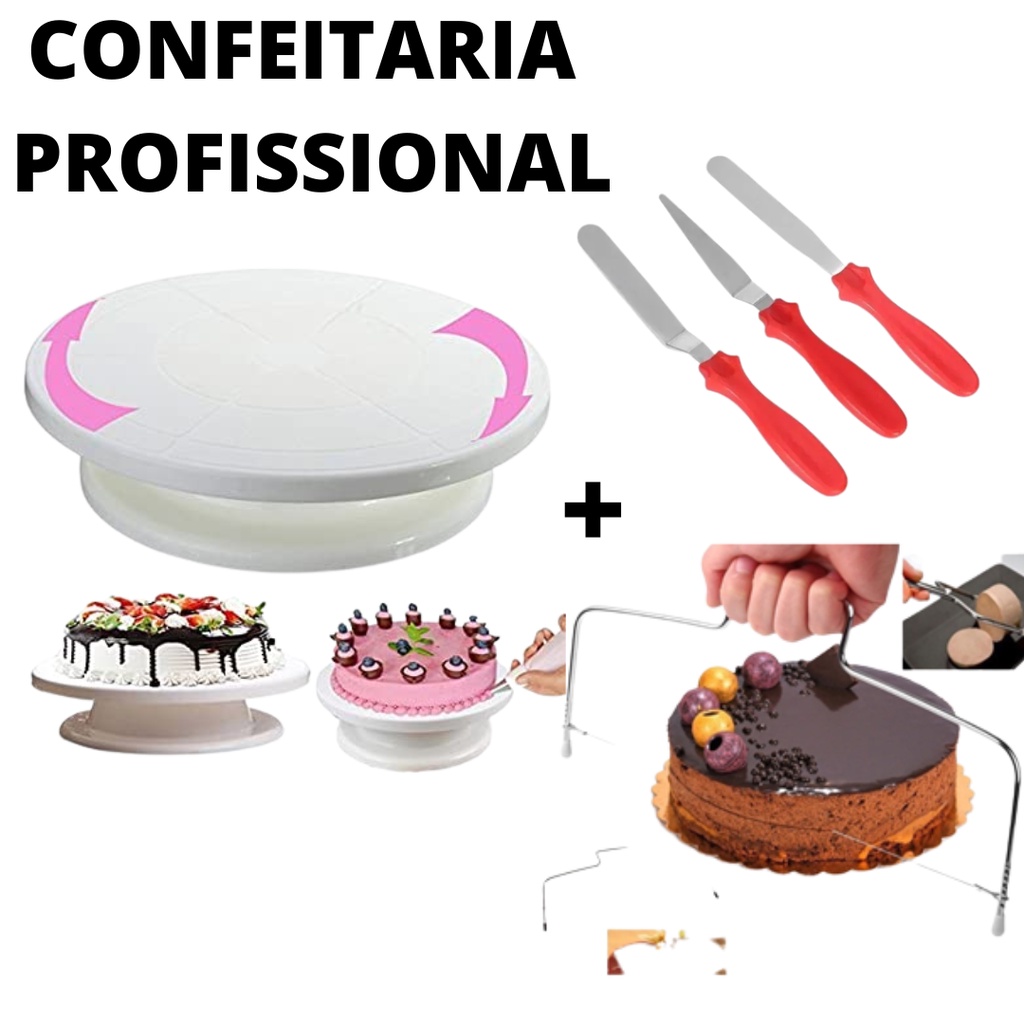 Kit Confeitero Com Espatulas E Nivelador Para Confeitar Alisar Decorar Bolos em Oferta na Shopee