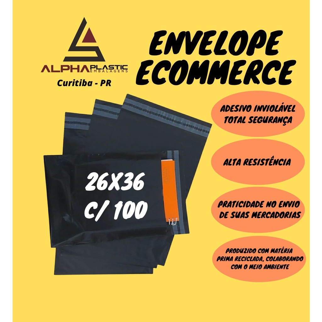 100 Unid. Envelopes De Segurança 26x36 -  Saco Embalagem Para Correio Ecommerce, Com Adesivo Inviolável em Oferta na Shopee