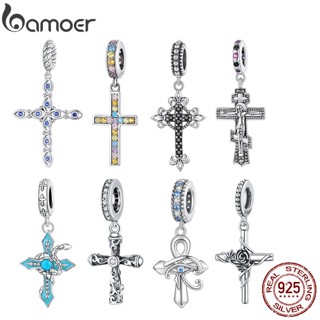 Bamoer 925 Silver Beads Devil Olhos E Cruz Série Pendurada Pingente Da Moda Para Acessórios