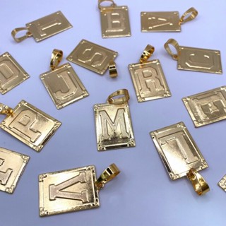 Pingente de Placa Letras “A” Até “Z” em Folheado a Ouro Prata corrente Aço inoxidável