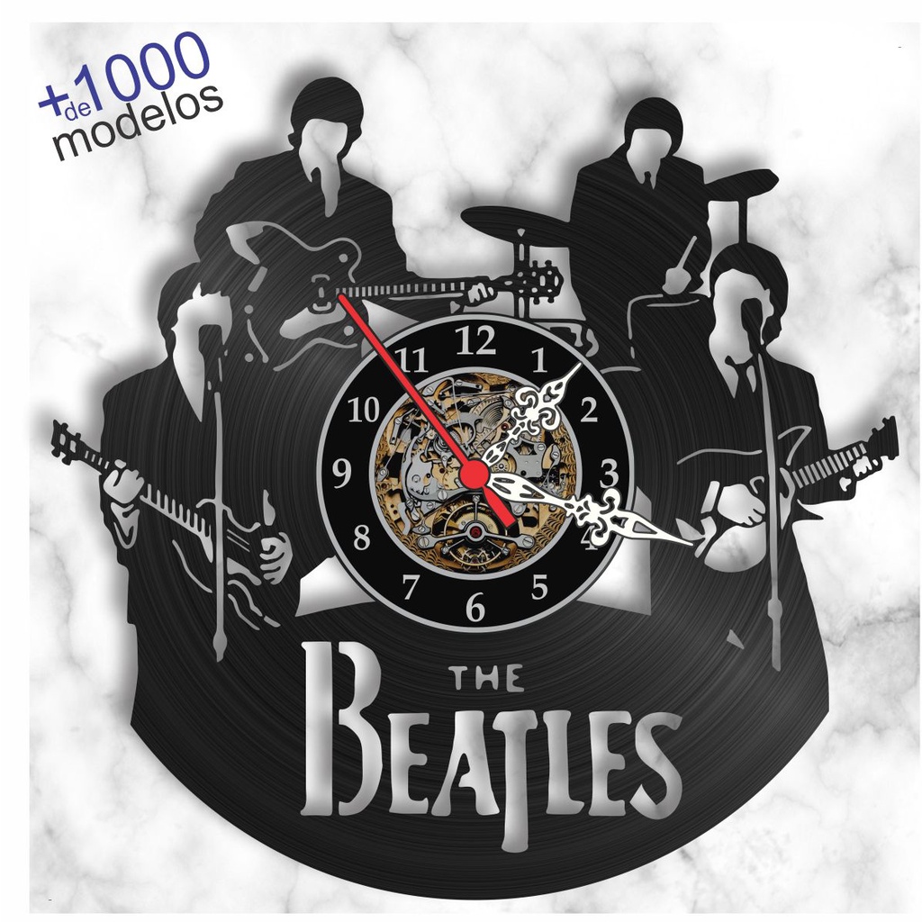 Relogio de Parede The Beatles Rock Bandas Musica Disco Vinil LP Ilustrado