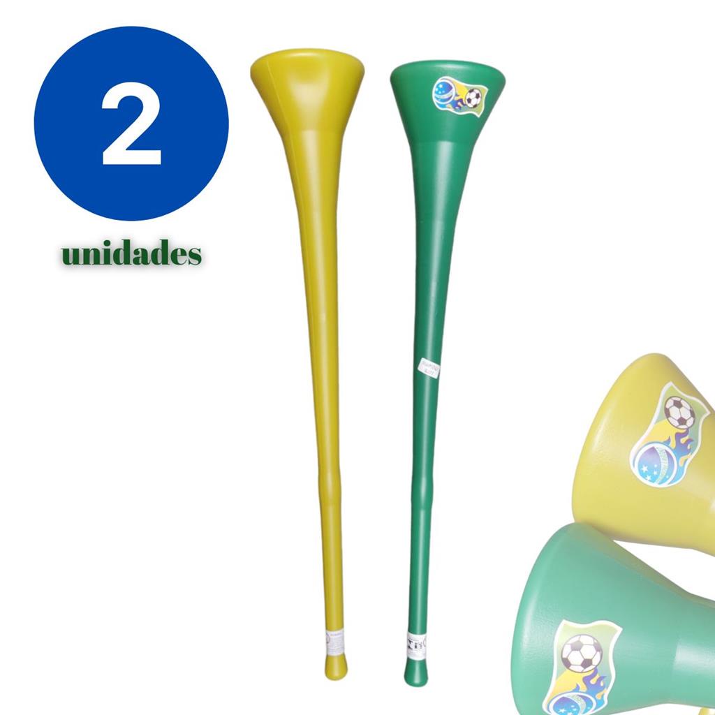 kit 2 Vulvuzelas Cornetas Cornetao Brasil verde e Amarelo Copa em Oferta na Shopee