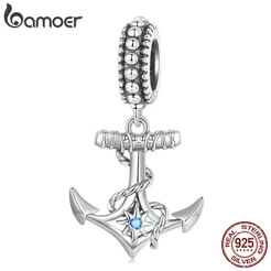 Bamoer Bead 925 Pingente De Prata Fofo Embarque De Âncora Para Jóias Faça Você Mesmo Acessórios SCC2401