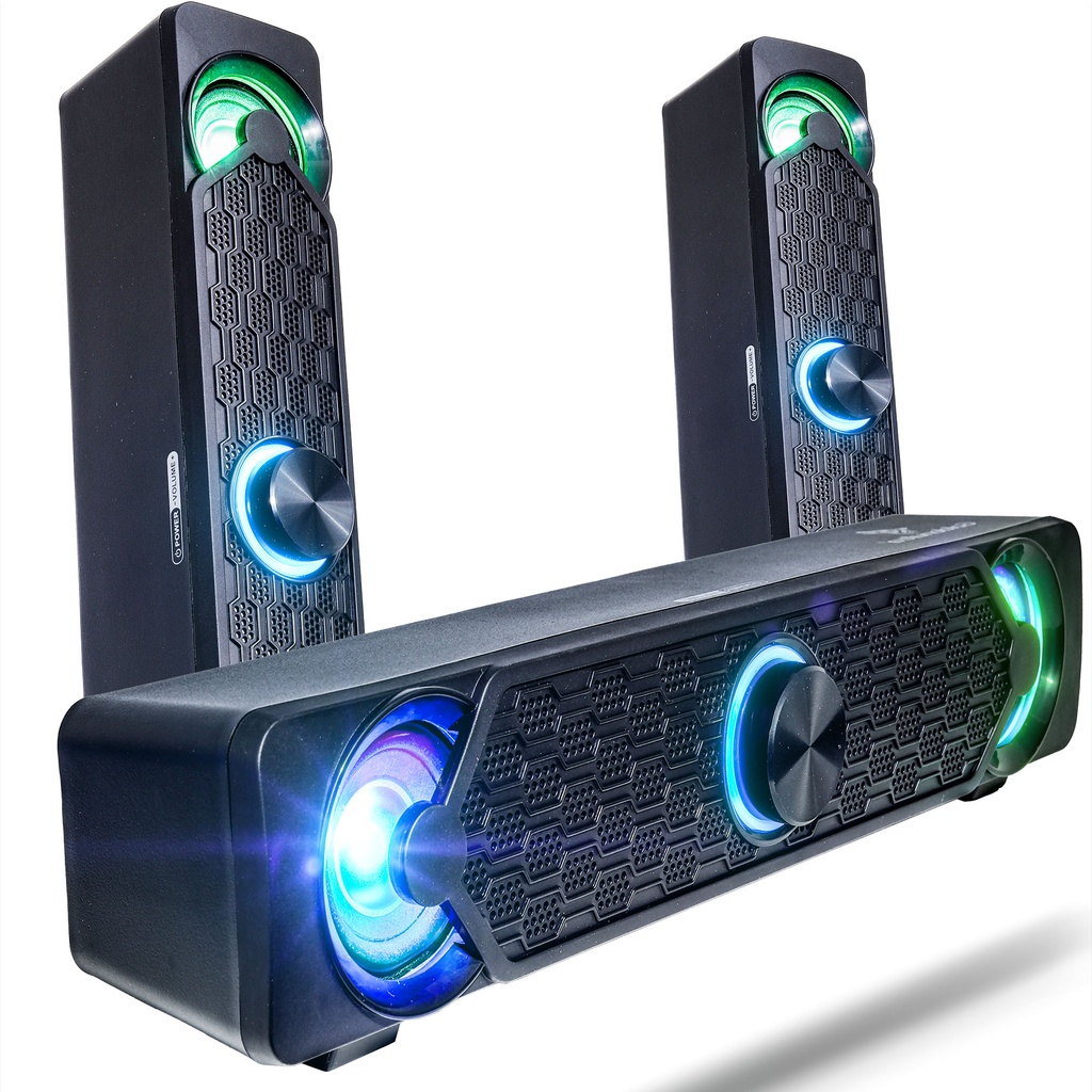 Caixa De Som SoundBar Completa Som Alto Surround Tv Notebook Qualidade Incrível Design Moderno Led RGB Intenso