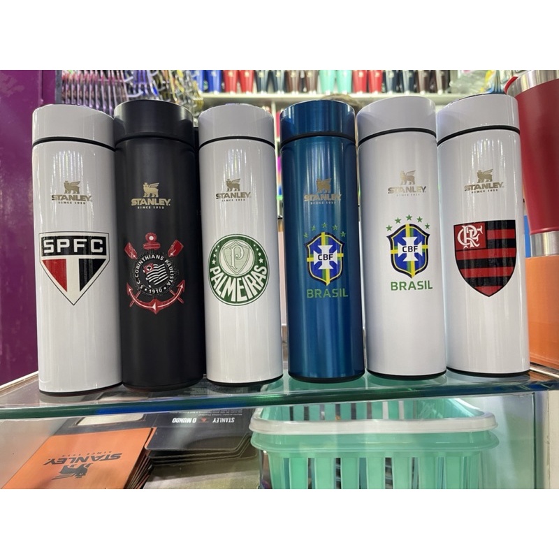 Garrafa de led inox Marca a temperatura de Time Corinthians São Paulo Flamengo palmeiras brasil copo 2022