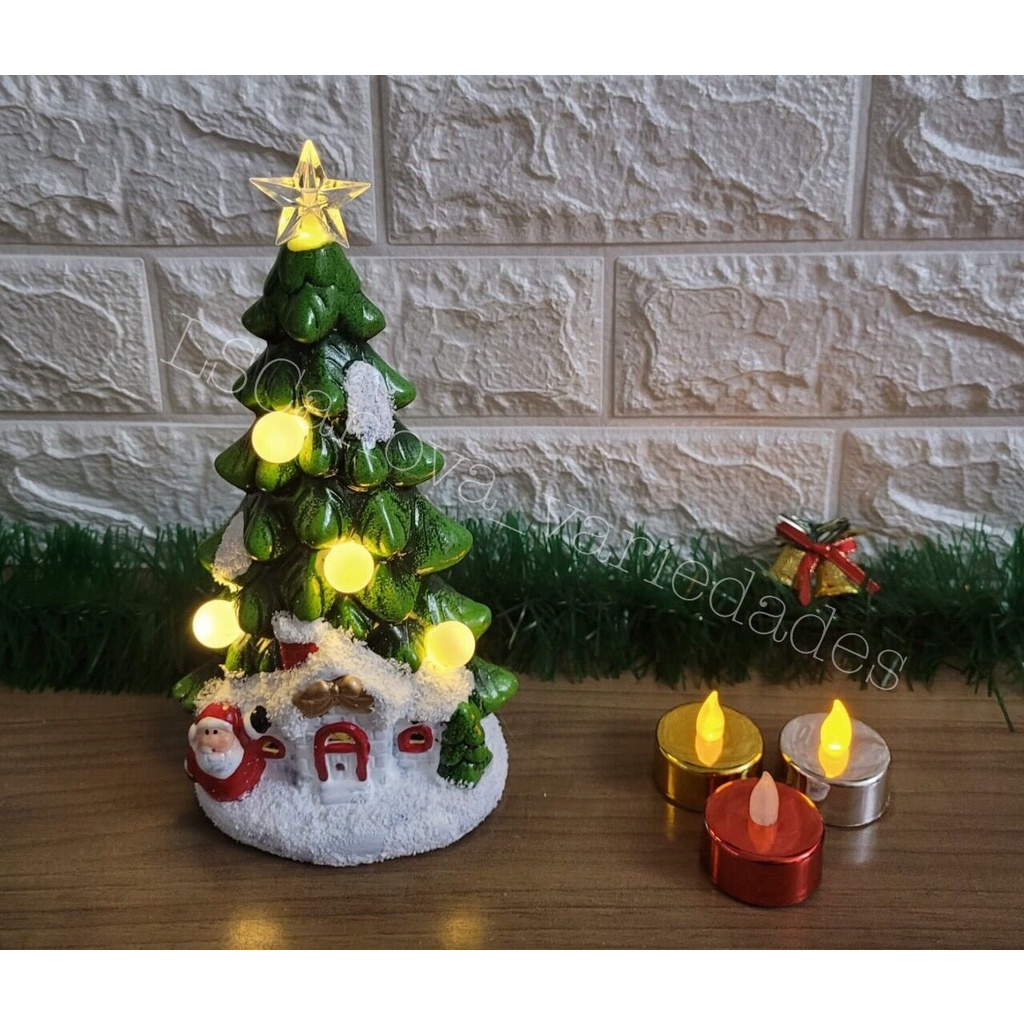 Arvore De Natal Enfeite De Cerâmica Com Luzes De Led | Shopee Brasil