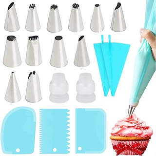 24 Pçs Conjunto De Saco De Confeiteir+ 3 Pçs Espátula Decorativa em Oferta na Shopee