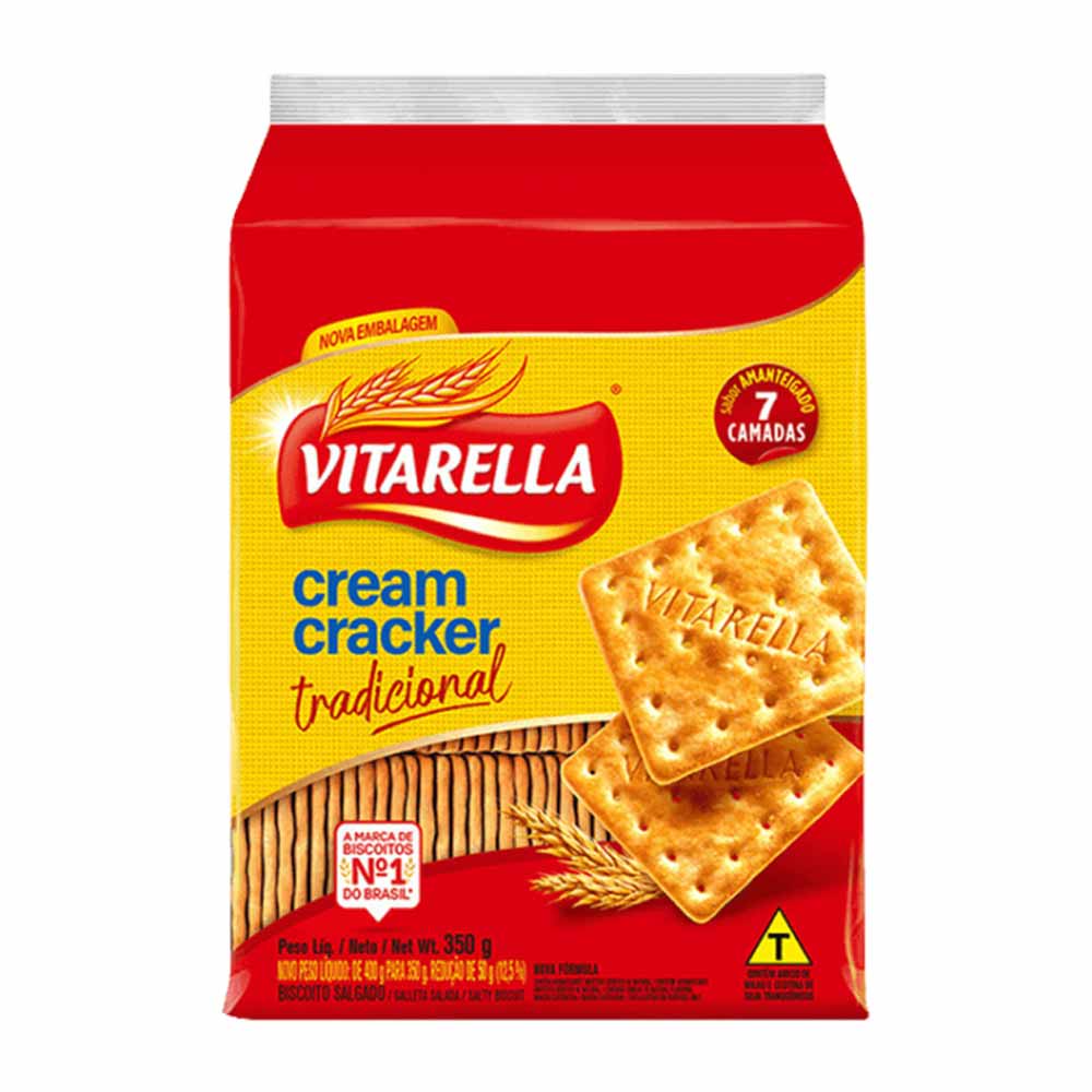 Biscoito Salgado Cream Cracker 350g - Vitarella em Oferta na Shopee