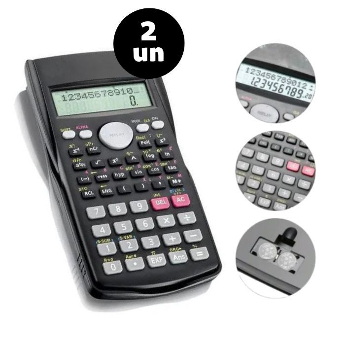 Kit 2 Calculadora Científica 240 Funções Escola Escritório Faculdade + Bateria Inclusa