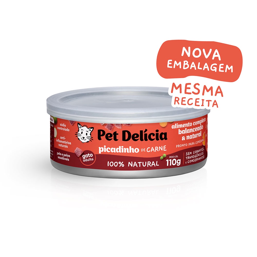 Racao Umida Pet Delicia Gatos Picadinho de Carne - 110g - Pets