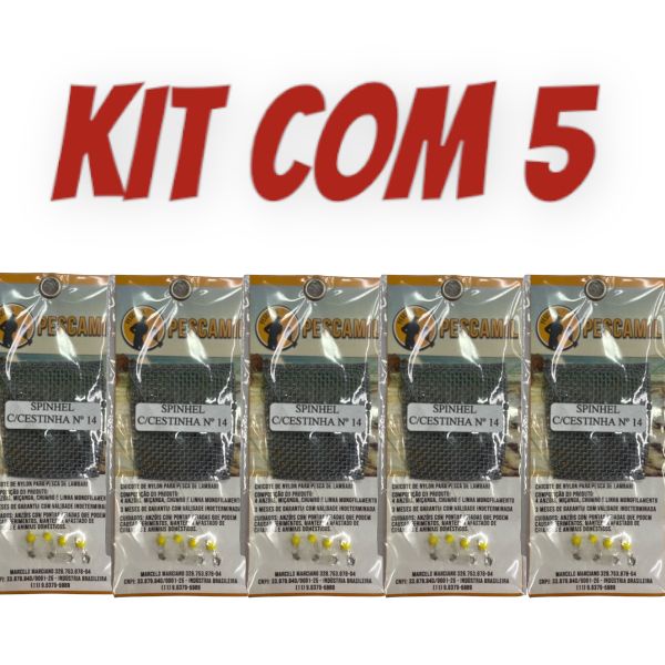 Kit com 5 Spinhel Para Lambari e Tilápia Com ou Sem Cestinha