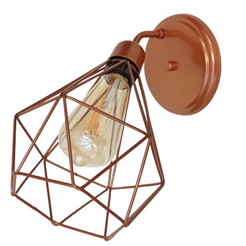 Arandela Curva Industrial - Luminária de Parede Retro Aramado Diamante. em Oferta na Shopee