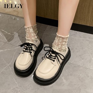 IELGY Sapatos De Couro De Sola Grossa Feminino Estilo Britânico Combina Com Tudo