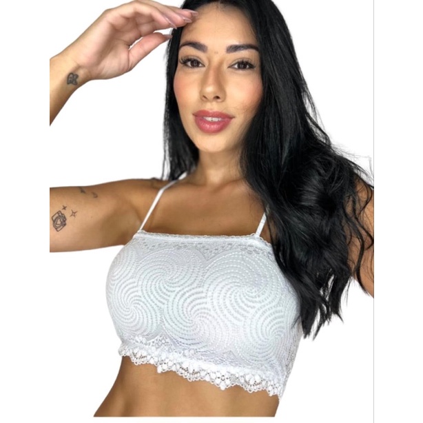 Top Faixa Renda Sem Bojo Com Alça Fina Top Cropped Feminino Tomara que caia Lingerie Bloguerinha Revenda em Oferta na Shopee