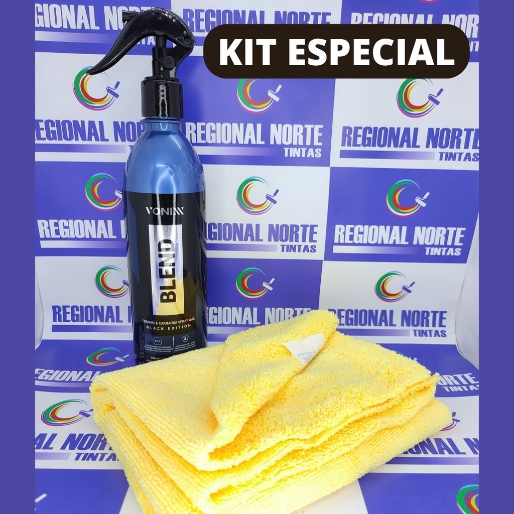 Kit Blend Black Cera Automotiva Vonix 500ml + Microfibra 37x57cm Pro Detailer