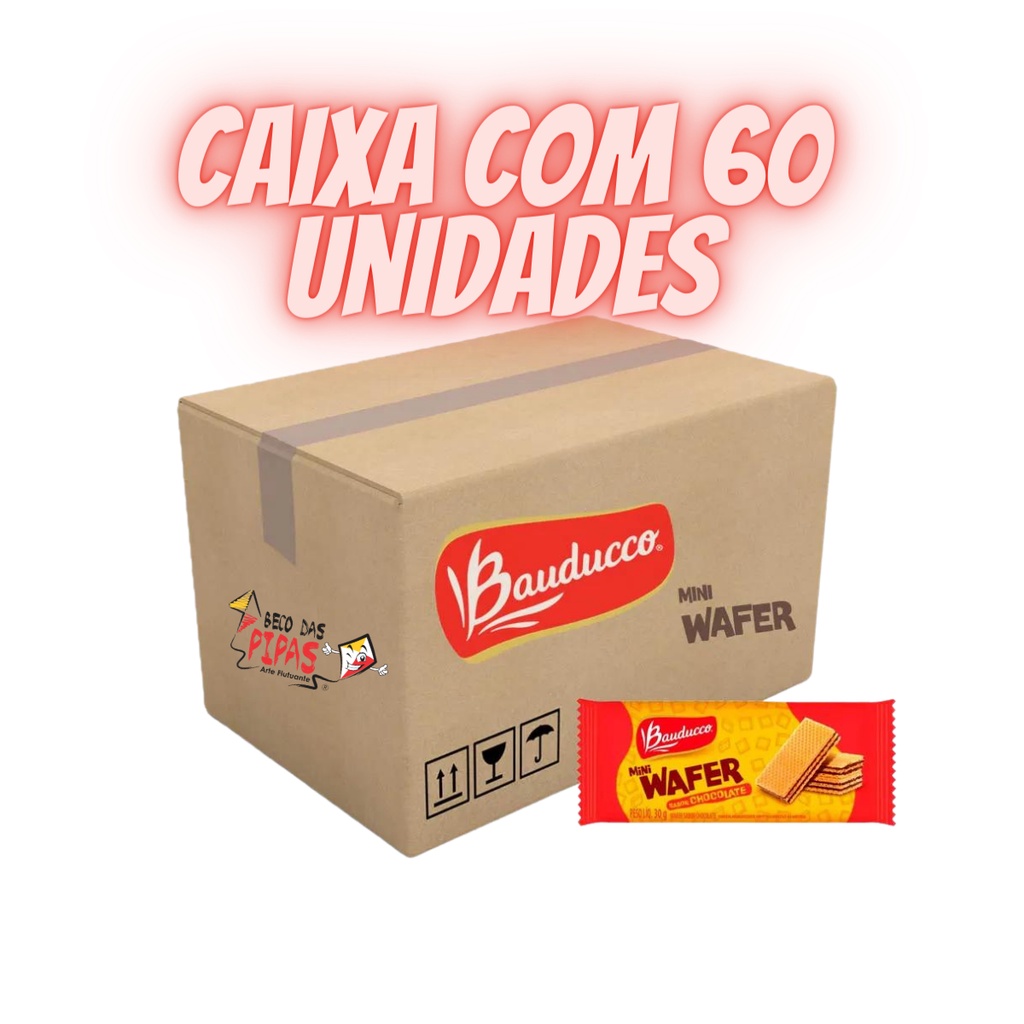 Biscoito Wafer Chocolate Caixa com 60 unidades Bauducco em Oferta na Shopee