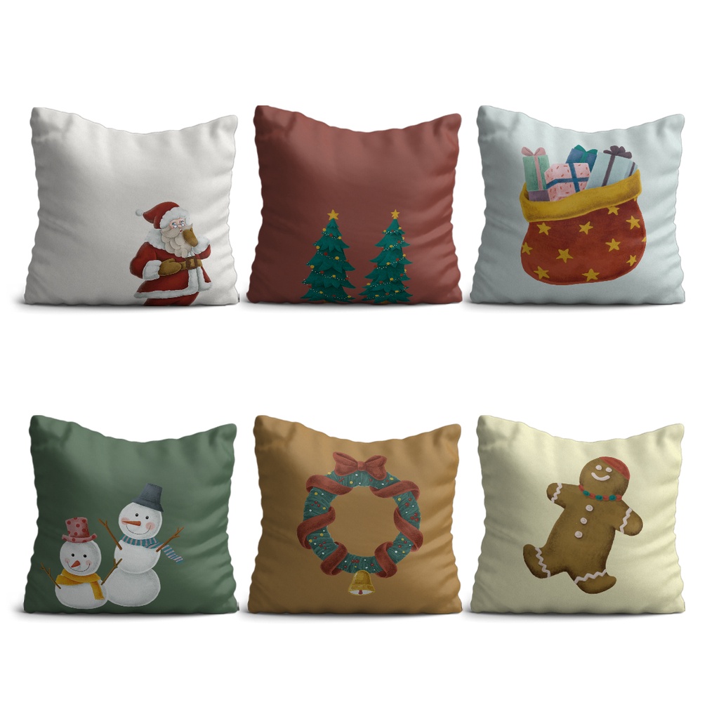 Kit 6 Capas de Almofadas de Natal 45x45cm Decorativas para Sofá Yuzo