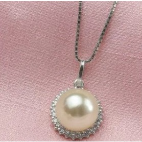 Gargantilha com Pingente de Pérola com Zircônias Prata 925  Joia De Qualidade Elegante Confortavel Estilo Único Acessório Elegante Design Exclusivo Deslumbrante Moderno Delicado Versátil Durável Garantia de qualidade