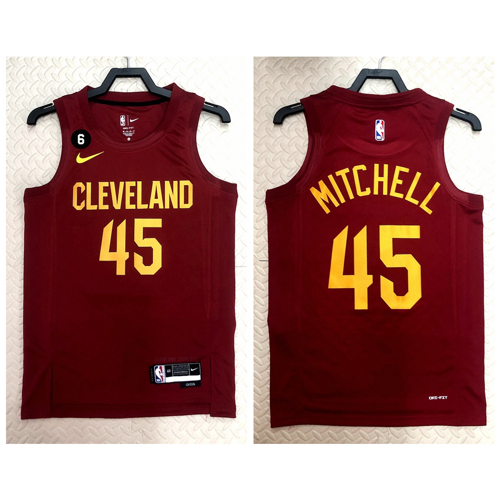 Camiseta Masculinos Cleveland Cavaliers 2023nba Donovan Mitchell Camisa Vermelha Basquete Jersey