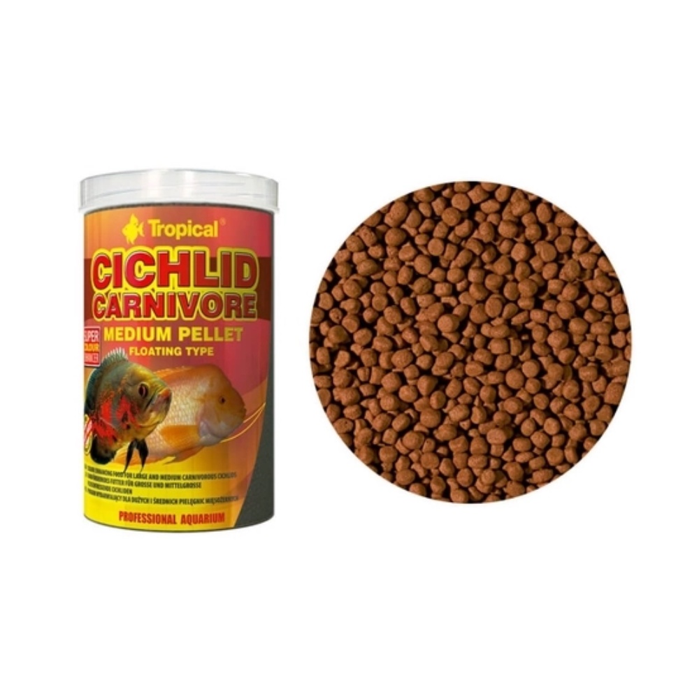 Ração Tropical Cichlid Carnivore Medium Pellet 180G