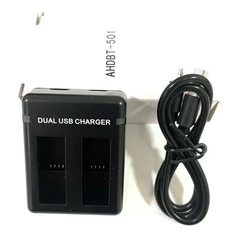 Carregador P/ Bateria Duplo Dual Usb Gopro Hero 5 6 7 Black