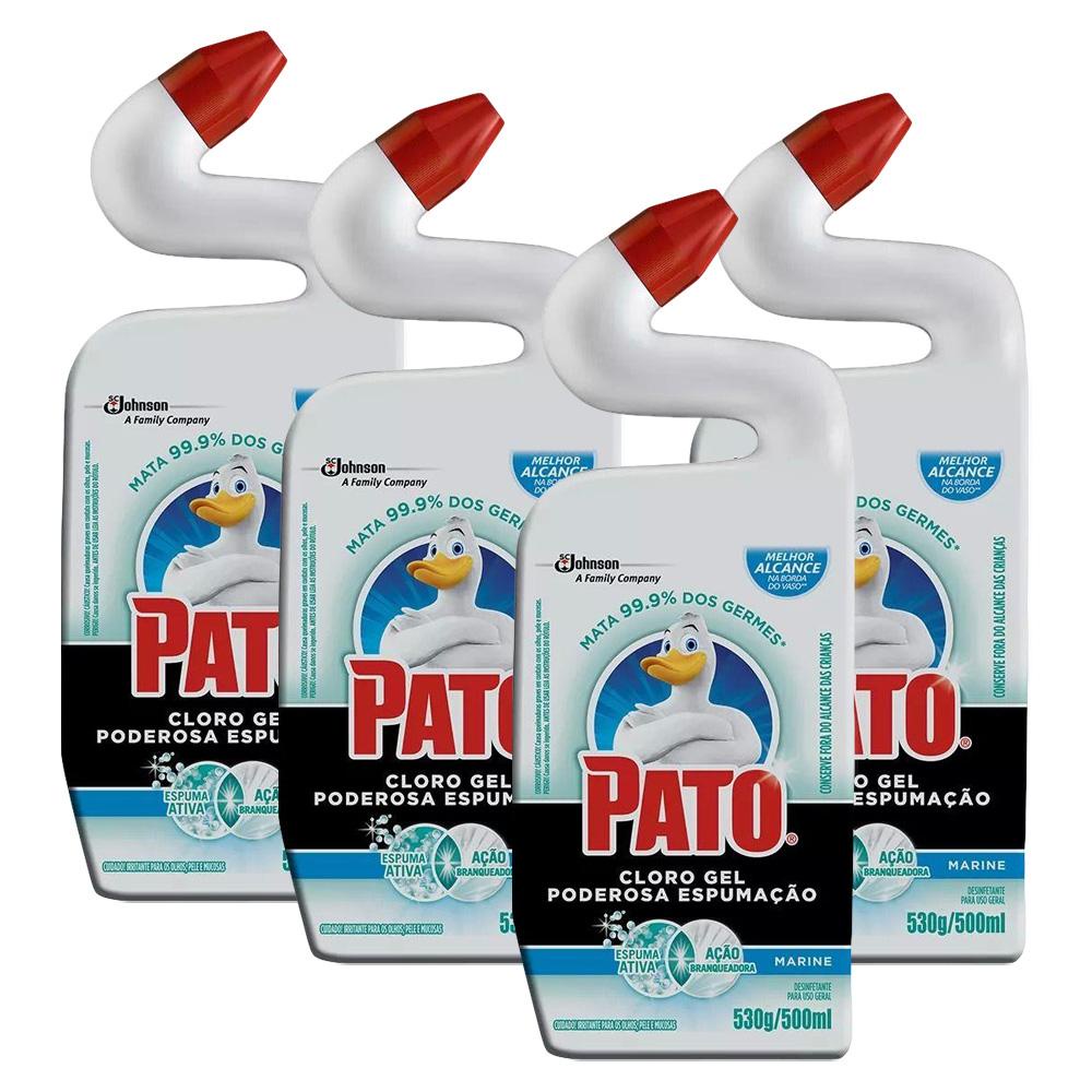 Kit 4 Desinfetante Pato Uso Geral Cloro Gel Marine 500ml