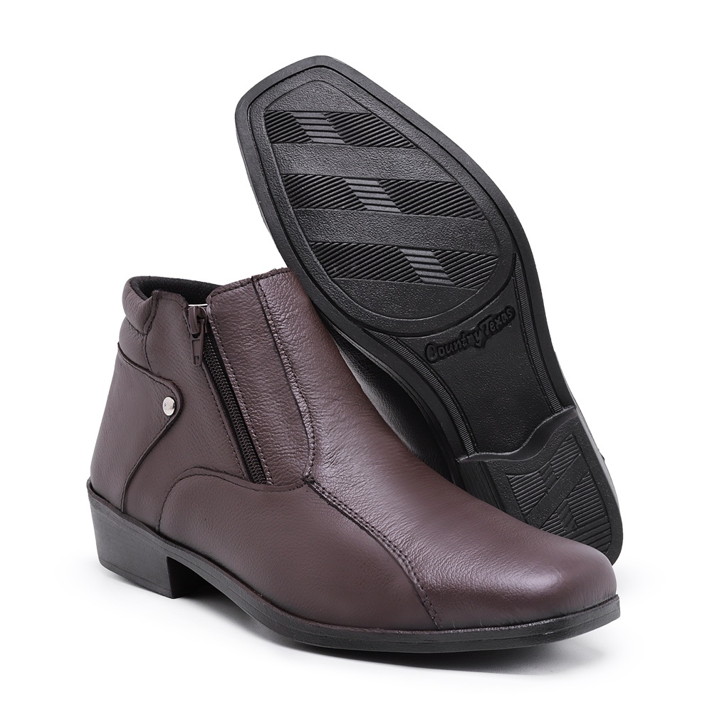 Bota Botina Country 202 Cores Social Masculina Couro Legítimo Sola Borracha