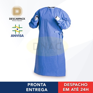 Avental Cirúrgico Estéril Descartável Azul Capote Hospitalar - Descarpack em Oferta na Shopee