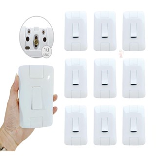 Kit 10 Interruptor Simples Aria Branco Tramontina 6A/250V Com Parafusos e Furo Oblongo Facilita Fixacao