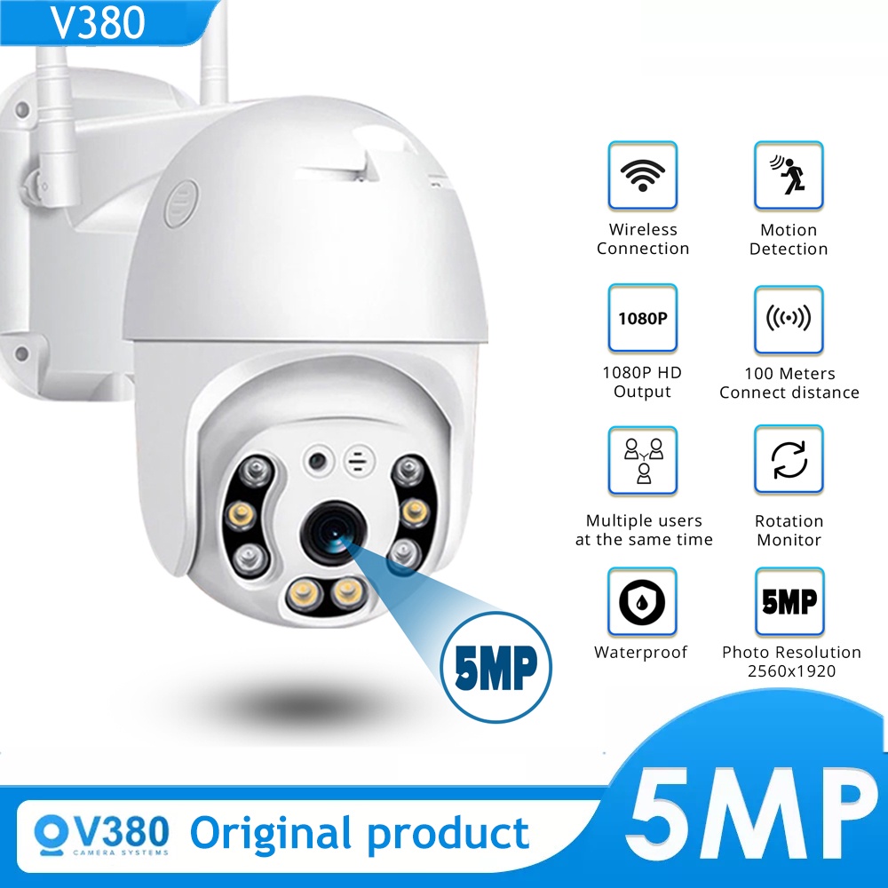 Câmera De Cftv IP V380 HD 1080P Wifi Sem Fio CCTV Para Uso Externo Alarme De Segurança De Vídeo Com Visão Noturna À Prova D'água