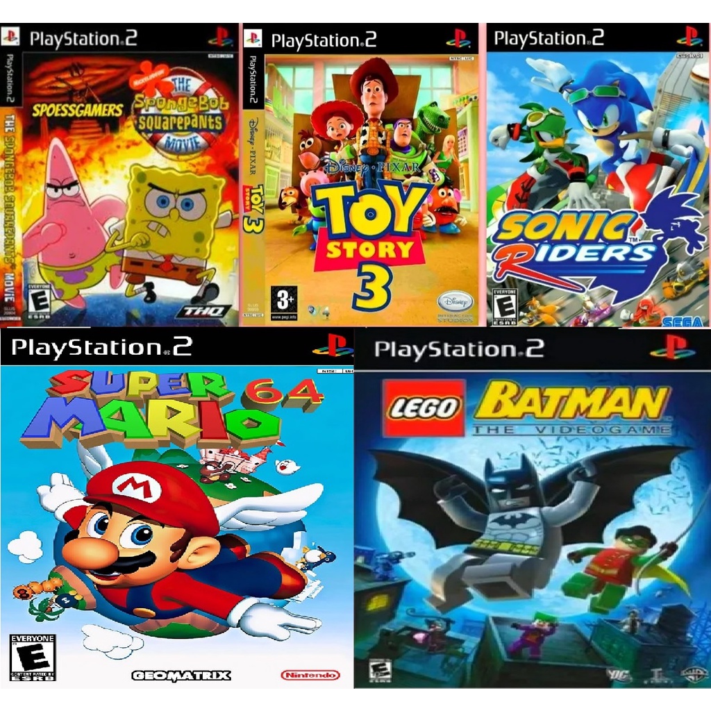 Ps2 5 JOGOS  MARIO LEGO SONIC INFANTIL Jogos PS2 PLAY 2