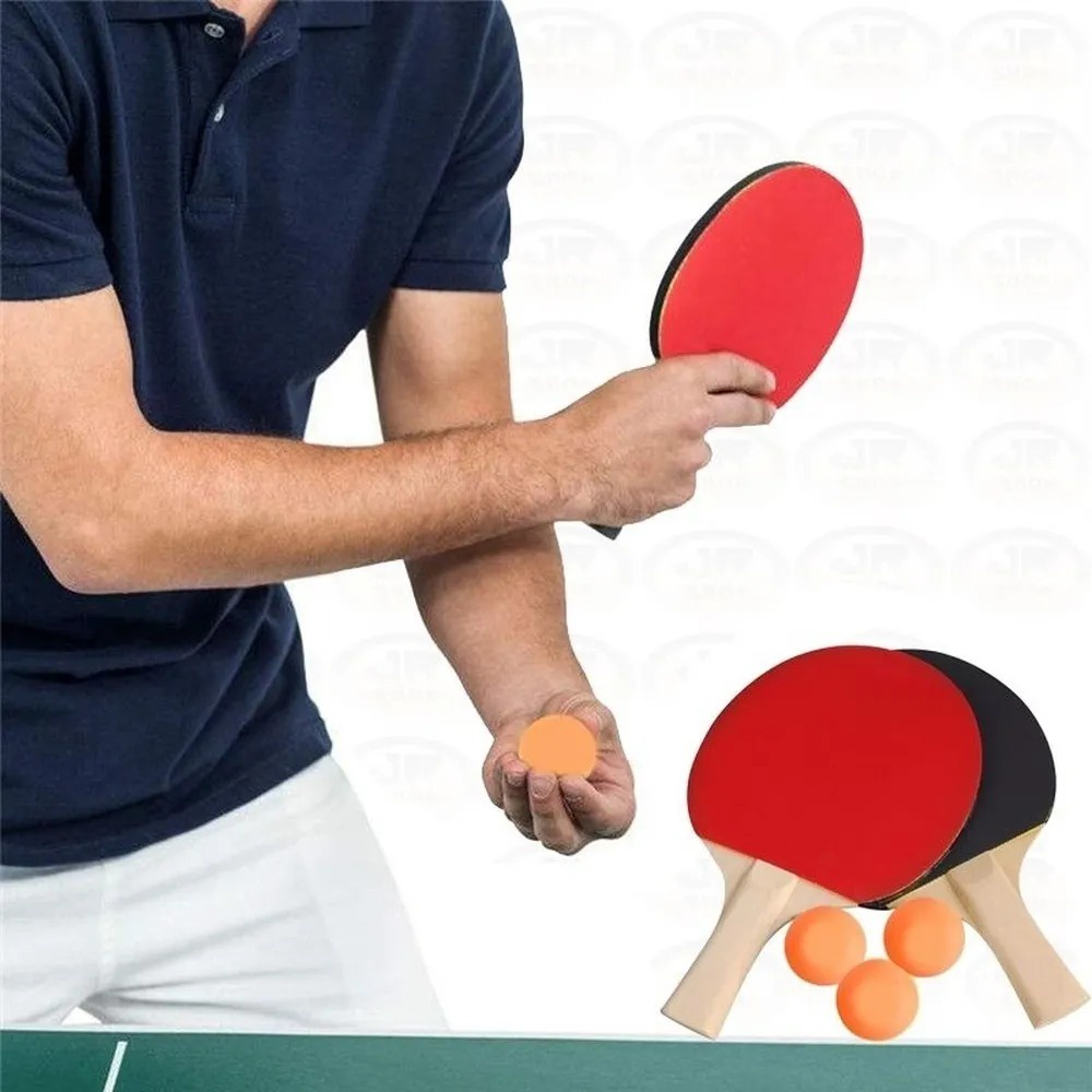 Kit 2 Raquete Anatômicas Tenis De Mesa Ping Pong Lisa 3 Bolinhas Alta Qualidade