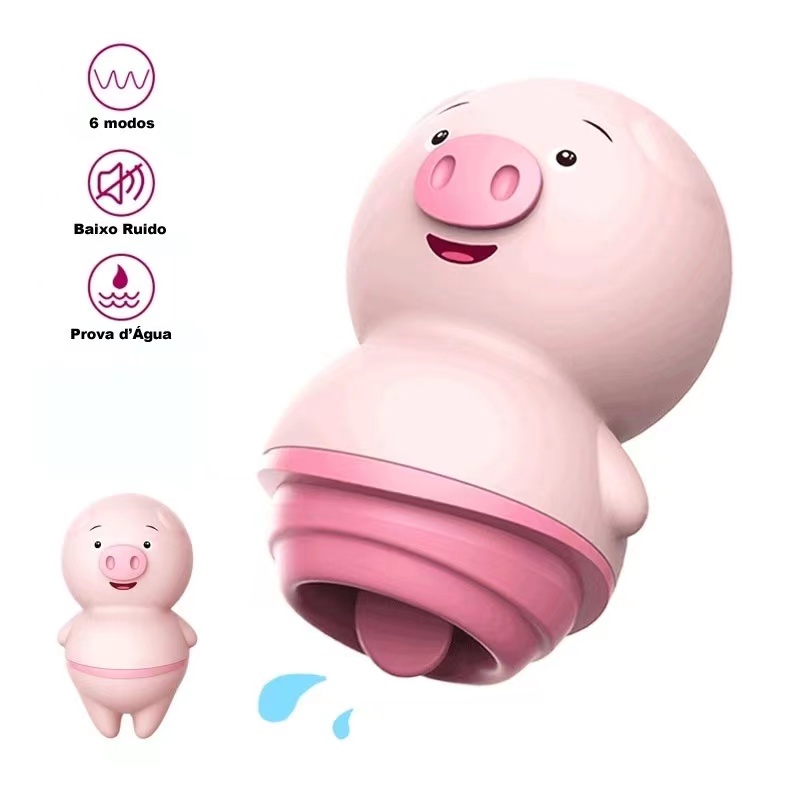 VIBRADOR PORQUINHO masturbador feminino com Esimulador de língua - 6 modos de vibração em Oferta na Shopee