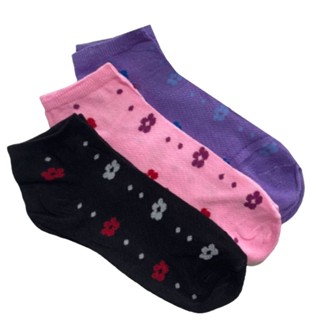 KIT 3 Pares Meia Feminina Cano Curto Cores Variadas