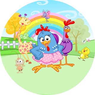 Painel Redondo Tema Galinha Pintadinha em Tecido Veste fácil C/elástico