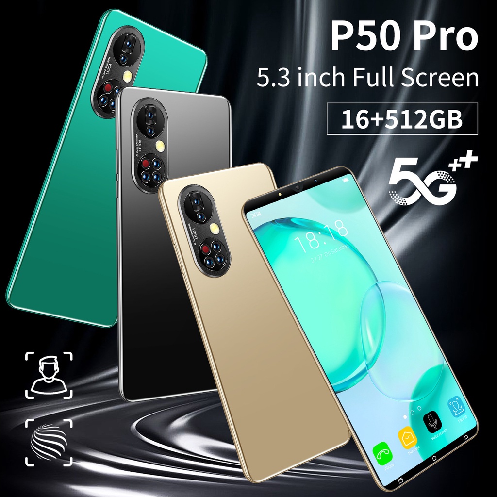 Smartphone P50 Pro 5.3 polegadas 16GB + 512GB, 256GB, 128GB smartphone ...